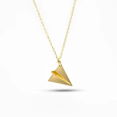 Lumici® | Fly Necklace - Vlieg Ketting - Vliegtuig - Papier - Plane - Paper - Piloot - Vlieger - Cadeau Voor Vrouwen - Moederdag Cadeau - Valentijn - Liefde - Verrassing - Goud Zilver Zwart