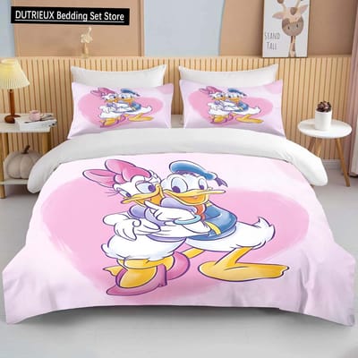 Disney Donald Daisy Duck Beddengoed Collectie met Print Zacht Cartoon Dekbedovertrek Dekbed Kussensloop Jongens Meisjes Kinderen Volwassenen King Cadeau AU Single(140x210cm)