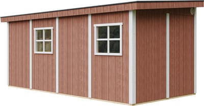 Timbela M940B-REDWOOD RED - LP SmartSide Tuinhuis op houtbasis - 11,47 m² - 530x248xH231 cm - zonder vloer en zijwand (totaal 3 wanden) met verf