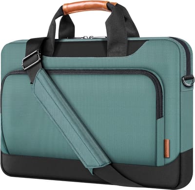 Laptophoes met grote capaciteit, schoudertas, compatibel met 17-17,3 inch Dell XPS/Inspiron 17/HP Gaming Pavilion 17/Chromebook 317, groen