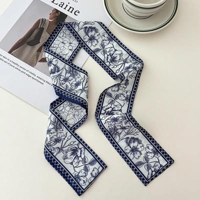 Koreaanse Mode Dames Keperzijde Zijden Sjaal Tas Handvat Lint Haarband Kleine Sjaal Hoofdband Handvat Lint Sjaal 6x90cm gray