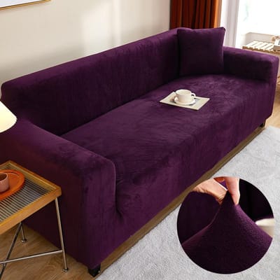 Fluweel Effen Kleur Verdikken Elastische Sofa Hoes Antislip Sofa Overtrek Bankovertrek Meubelbeschermer voor Woonkamer Huisdecoratie 1-seat 90-140cm