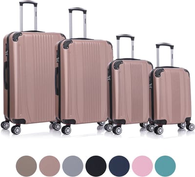 TRALEX - Levante - 4 Delig kofferset - Kleine Handbagage 27L - Handbagage 39L - Medium koffer 73L & Grote koffer 97L - ABS - Harde schaal - Cijferslot - Lichtgewicht - Flexibel - Stille wielen - Spinnerwielen - Rosé goud