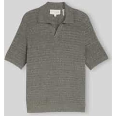 Tom Tailor - Gebreid poloshirt met linnen - Maat XXL - deep leaf green melange