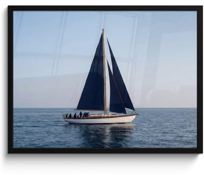 Poster in lijst - Fotolijst 80x60 cm - Posters - Zeilboot - Zee - Blauw - Posterlijst zwart - Decoratie - Wanddecoratie woonkamer - Muurdecoratie slaapkamer