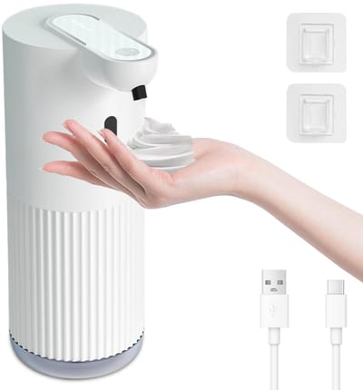 Dailygoods - Cuteefun Schuimende zeepdispenser, 400 ml oplaadbare automatische handzeepdispenser, 4 niveaus verstelbaar, IPX5 waterdicht, wandmontage, contactloze infrarooddetectie voor badkamer, keuken, geribbeld