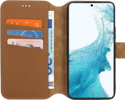 Minim 2-in-1 Book Case en Back Cover Hoesje Bruin Geschikt voor Samsung Galaxy S22