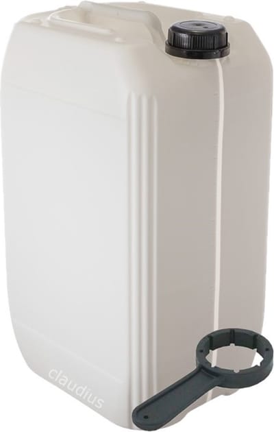 Jerrycan 25 liter – met sleutel – met handige zichtstreep – handig stapelbaar – UN gekeurd – voor water en gevaarlijke vloeistoffen – inclusief dop – totaal te legen