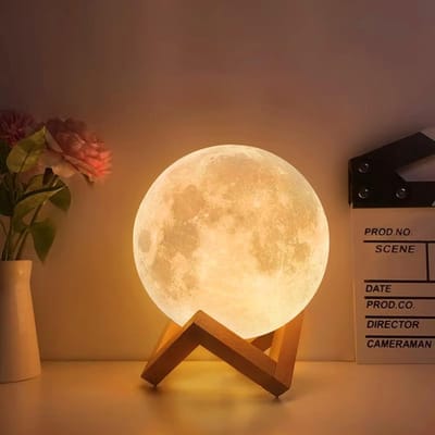 SNJY® Maanlamp - Maan Lamp - Maanlampje - 15 cm Doorsnee - 16 Kleuren - Wit
