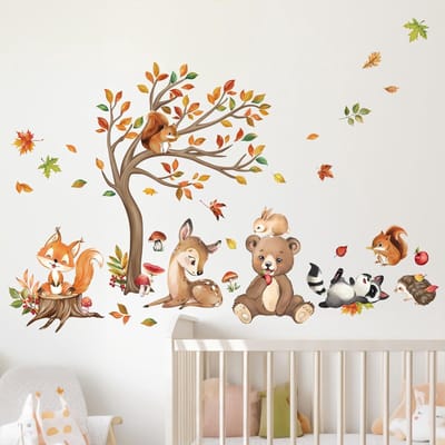 Dailygoods- Wandstickers Dieren - Muurstickers Kinderen - Wanddecoratie Babykamer - Waterdicht - Verwijderbaar - Inclusief 2 Vellen 30cm x 90cm - Muursticker