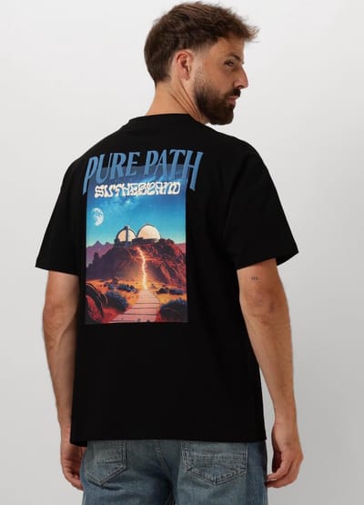 PURE PATH Loose Fit T-shirts Crewneck Ss112 Polo's & T-shirts Heren - Polo shirt - Zwart - Maat XS
