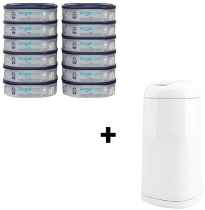 Angelcare 12-pack Navulcassette incl. Witte Dress Up Luieremmer
