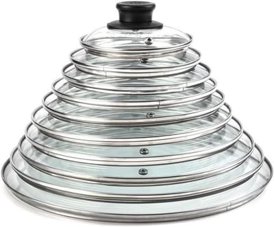 Pan Deksel - Koekenpan Cover - Energiezuinig Koken - Gehard Glas - 36 cm - Zilver