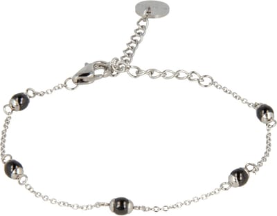 My Bendel - Zilverkleurige Armband met Zwarte Keramieken Kralen - met Luxe Cadeauverpakking | Sieraden Voor Dames