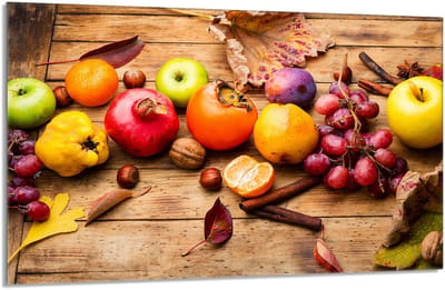 TMK ArtDeko Serie - Glazen Beschermplaat - 80x52 cm - Ovaal - Fruitenmotief