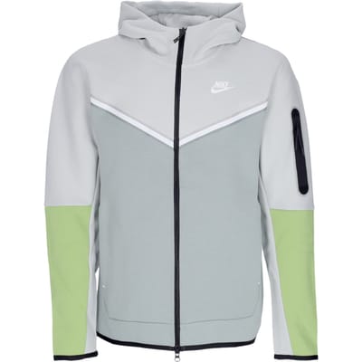 Lichtgewicht sweatshirt met capuchon en ritssluiting Heren sportkleding Tech Fleece hoodie lichtzilver/stoffig salie/wit