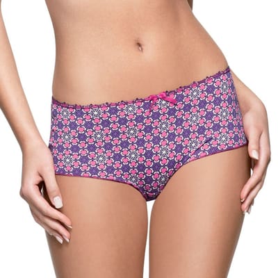 Freya - Matilda - Mooie paarse short met leuke roze witte bloemetjesprint - Maat XS / 34
