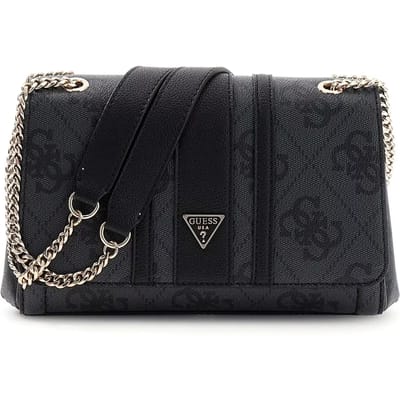 GUESS schoudertas Noelle II Convertible Xbody Flap Bag Coal Logo donkergrijs