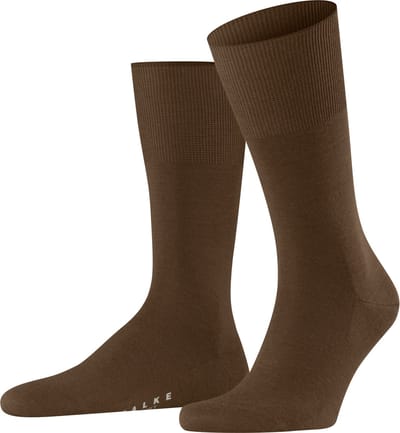 FALKE Airport eenkleurig wol katoen sokken heren bruin - maat 39-40