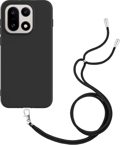 Just in Case hoesje met koord geschikt voor OnePlus 15 Hoesje met Koord - Flexibele Case - Zwart
