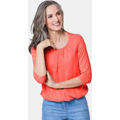Verzorgd shirt in elegante blouselook - oranje - Gr. 46 van Goldner Fashion