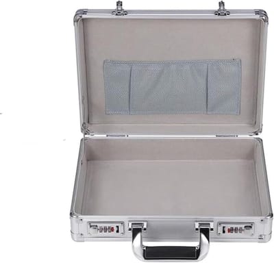 Aluminium Opbergdoos - Aktetas Geldkoffer - Veilig Documenten - Combinatieslot Beveiliging - 36x24x10 cm - Zilver