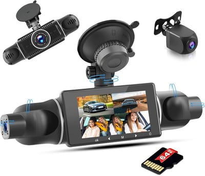 Dashcam Full HD 1080P - 360° vierkanaal camera - 2.4 inch scherm - Nachtzicht met 8 IR lampen - ShopVlot