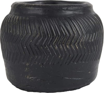 Ib Laursen - Bloempot Ceasar - Zwart cement - Handgemaakt - Uniek