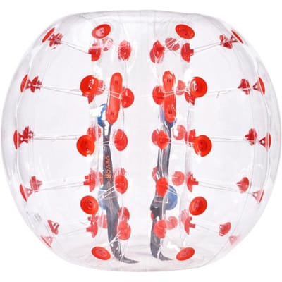 VEVOR Opblaasbare Bumpbal Bumper Shock Ball 1 Stuk 1,2 m x 1,03 m Menselijke Botsingsbal PVC Body Bubble Bounce Ball voor Buitenactiviteiten Transparant + Rode Stippen Opblaasbare Bumperbal