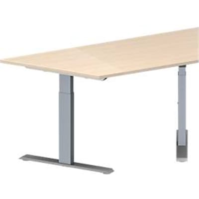 Schäfer Shop  Genius Vergadertafel MODENA FLEX, in hoogte verstelbaar, trapeziumvorm, T-poot, B 1600 x D 800 x H 650-850 mm, esdoornpatroon