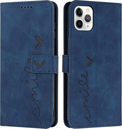 Coverup Hoesje - Geschikt voor iPhone 16 Pro Hoesje - Coverup Smile Book Case - Blauw