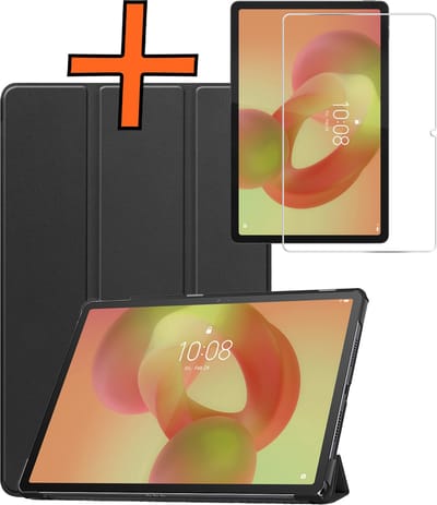 Hoesje - Geschikt voor Lenovo Idea Tab - Met Screenprotector - Trifold Bookcase - Hard Cover - Hardcover Book Case - Tablet Hoes - Zwart