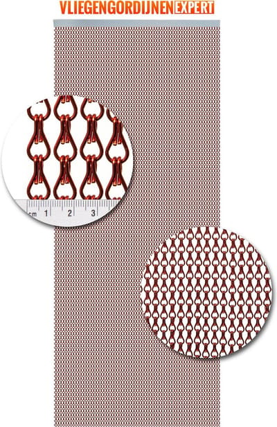 Vliegengordijnenexpert - Vliegengordijn aluminium ketting - 90x210 cm - rood