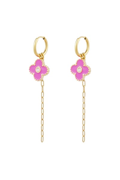 YWG - Oorbellen wonderful clover - roze Goud kleur