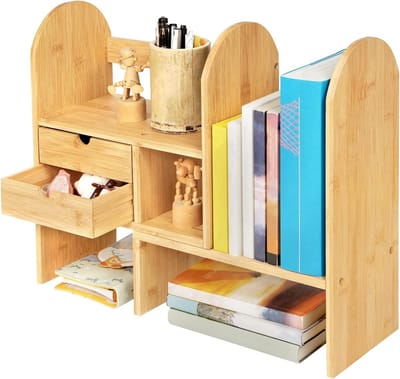 Kleine Houten Boekenkast - Verstelbare Tafelplank voor Boeken, Kantoorbenodigdheden en Keukenwerkblad