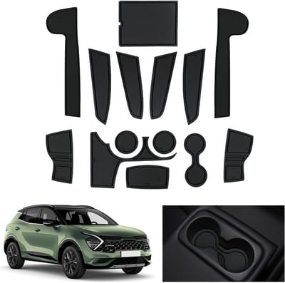 Anti-slip Rubber Matten voor Kia Sportage NQ5 2022-2024 - Console, Cup Holder en Deur Seam Accessoires - Zwart en Duurzaam