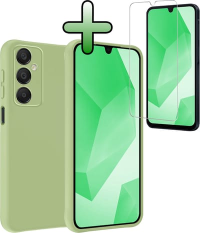Hoesje Met Screenprotector - Geschikt voor Samsung Galaxy A16 - Sterk & Shockproof - Back Cover - Siliconen Case - Telefoon Hoes - Groen