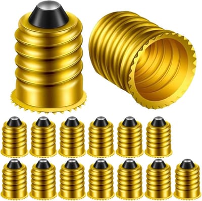 Dailygoody - E14 naar E12 Adapter - Lichtadapter voor Europese Fittingen - Goudkleurig - 15 Stuks - Adapter voor Amerikaanse Fittingen - Geschikt voor...