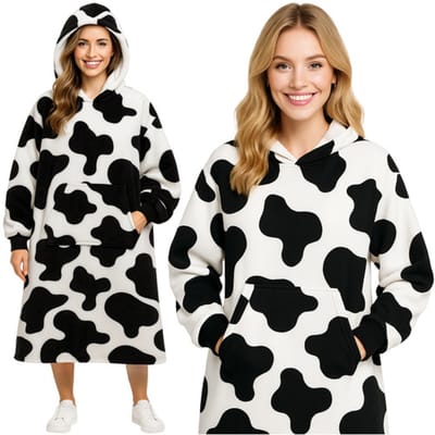 MOZY® - Hoodie Deken - Koe - 115 x 80 cm - XXL - Fleece - Capuchon Deken