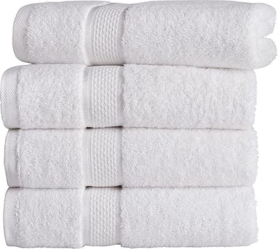 Homéé® Handdoek Ruche wit 50x100 cm gekamde katoen 550g. m² 4 stuks