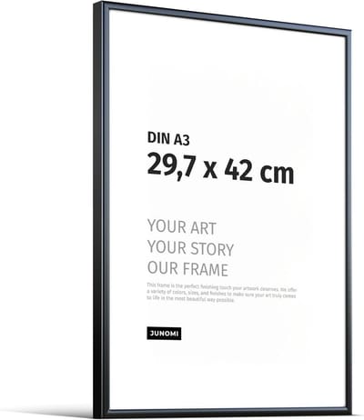 Fotolijst A3 - Aluminium lijst - Wanddecoratie - Extra slank profiel - 297 x 42 cm - Mat zwart