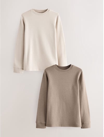 Next - Jongens - 2 -pack thermische tops met lange mouwen - Naturel