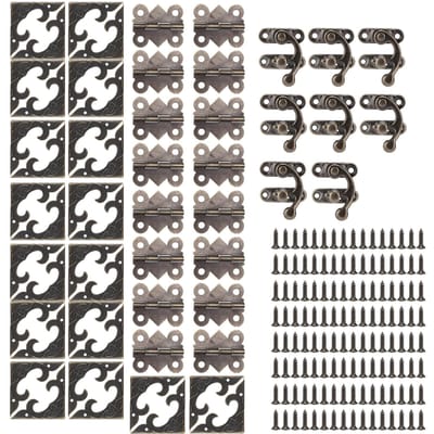 Quincaillerie de Boîte Fer Rétro Boucles de Verrouillage Charnières Protecteurs d'Angle Décoration Kit d'Emballage