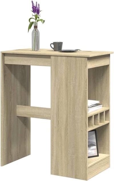 Bartafel met planken - Hoge tafel - Dranken serveren - Ingebouwde flessenhouders - 90 x 47.5 cm - Sonoma eiken