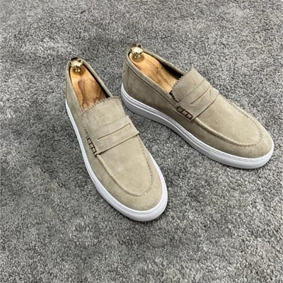 Heren Suede Leer Casual Schoenen Herfst Nieuwe Comfortabele Platte Schoenen Loafers Klassieke Heren Platform Wandelschoenen 38-48 40 grijze kleur