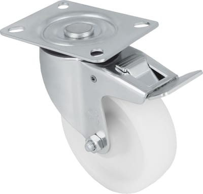 AMIG zwenkwiel/transportwiel - D125mm - met rem - nylon - 230kg draagvermogen - wit