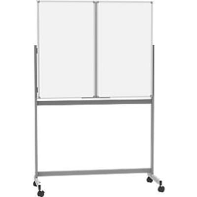 Verrijdbaar whiteboard vouwbord MAULstandard, wit geplastificeerd, magnetisch, 2 panelen, B 1200 x H 1000 mm