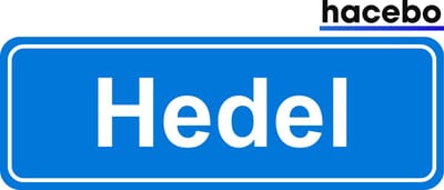 Hacebo - Plaatsnaam Sticker - 29x10 CM - Hedel sticker - Verkeersborden sticker - grappige cadeaus - Hedel