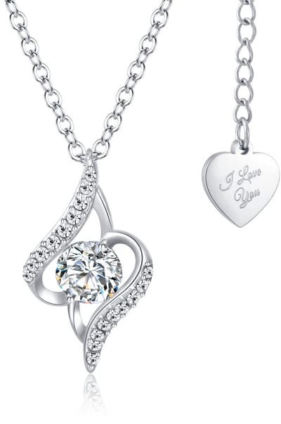 Malinsi® Ketting Dames Hug Diamant - Zilverkleurig RVS - Kettingen met hanger - Cadeau vrouw