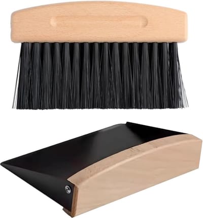 Kleine stofpan - Mini bezem - Tafel schoonmaken - Draagbaar ontwerp - 15 cm lengte - Zwart